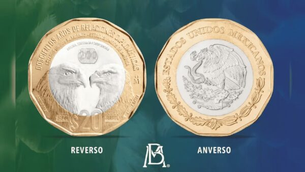 México emite moneda conmemorativa por 200 años de relación diplomática con EU